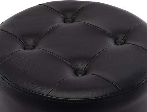 Miniatura 6 de DUHOME Taburete de tocador de cuero PU taburete de maquillaje silla de tocador altura ajustable taburete giratorio redondo otomano negro Poliuretano