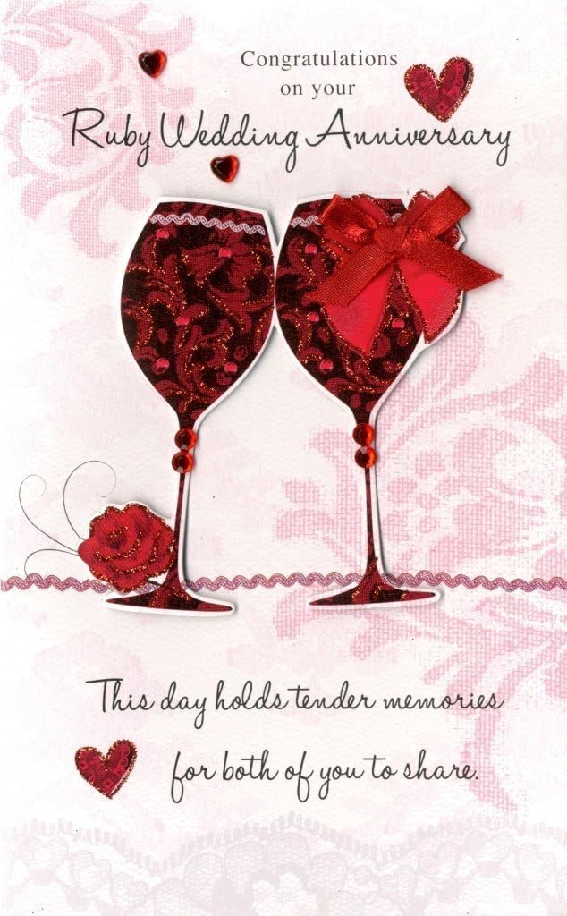 Ruby 40th Wedding Anniversary Greeting Card Second Nature Poem Corner Cards