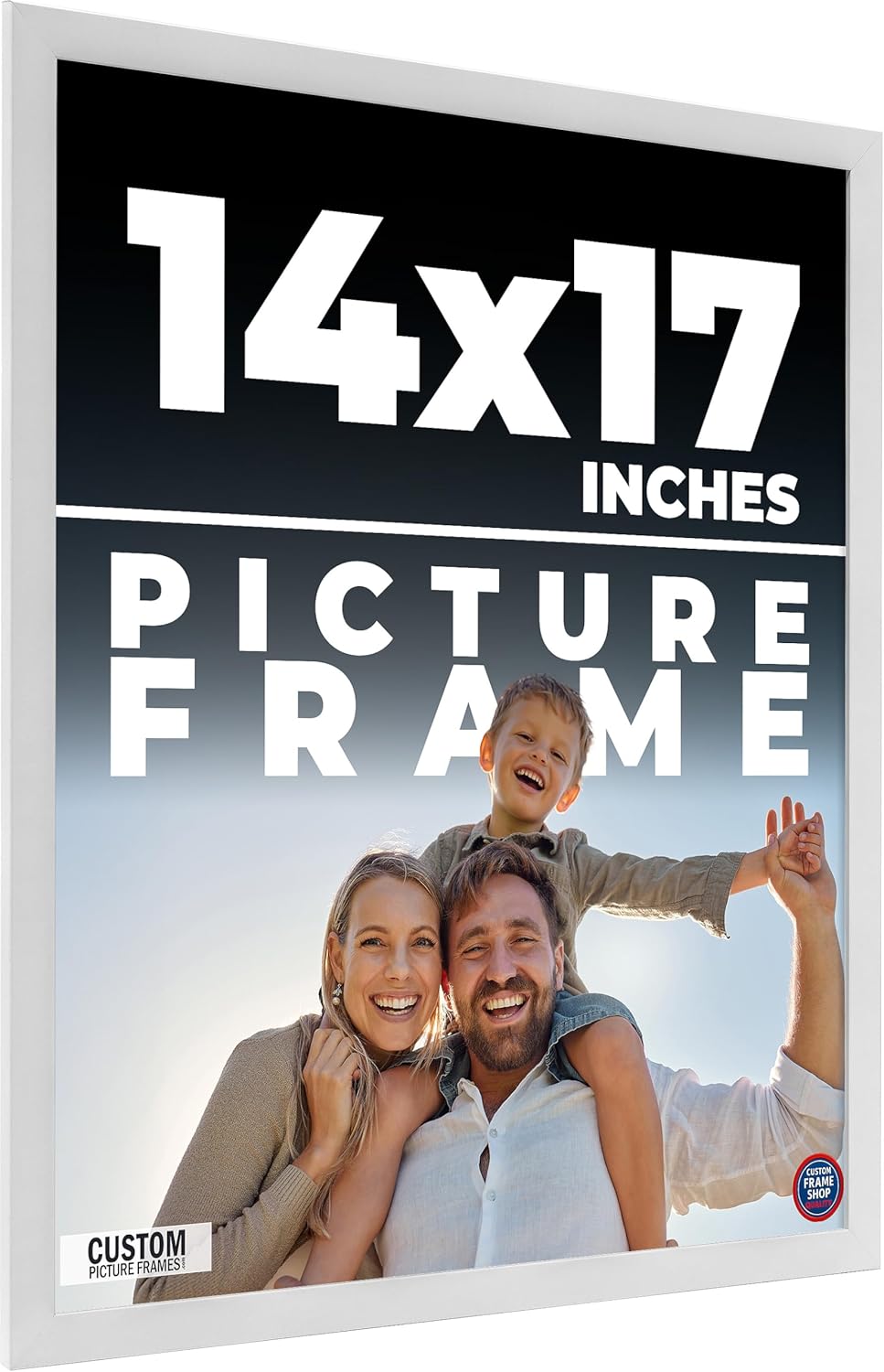14x17 Frame White Real Wood Picture Frame Width 0.75 Inches | Interior Frame Depth 0.5 Inches | Bianca Mid Century Photo Frame Complete with UV Acrylic, Foam Board Backing & Hanging Hardware