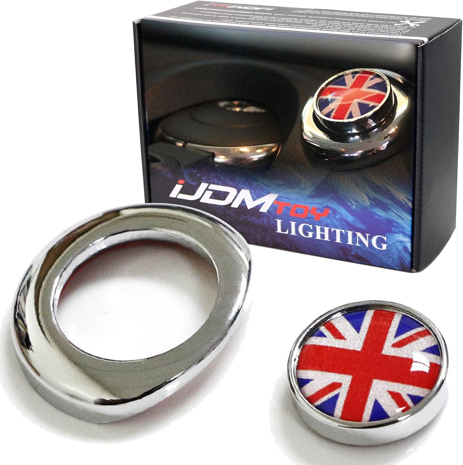 (1) Classic Red/Blue UK Union Jack Design Engine Start Push Start Cap Cover Compatible With 2nd Gen MINI Cooper