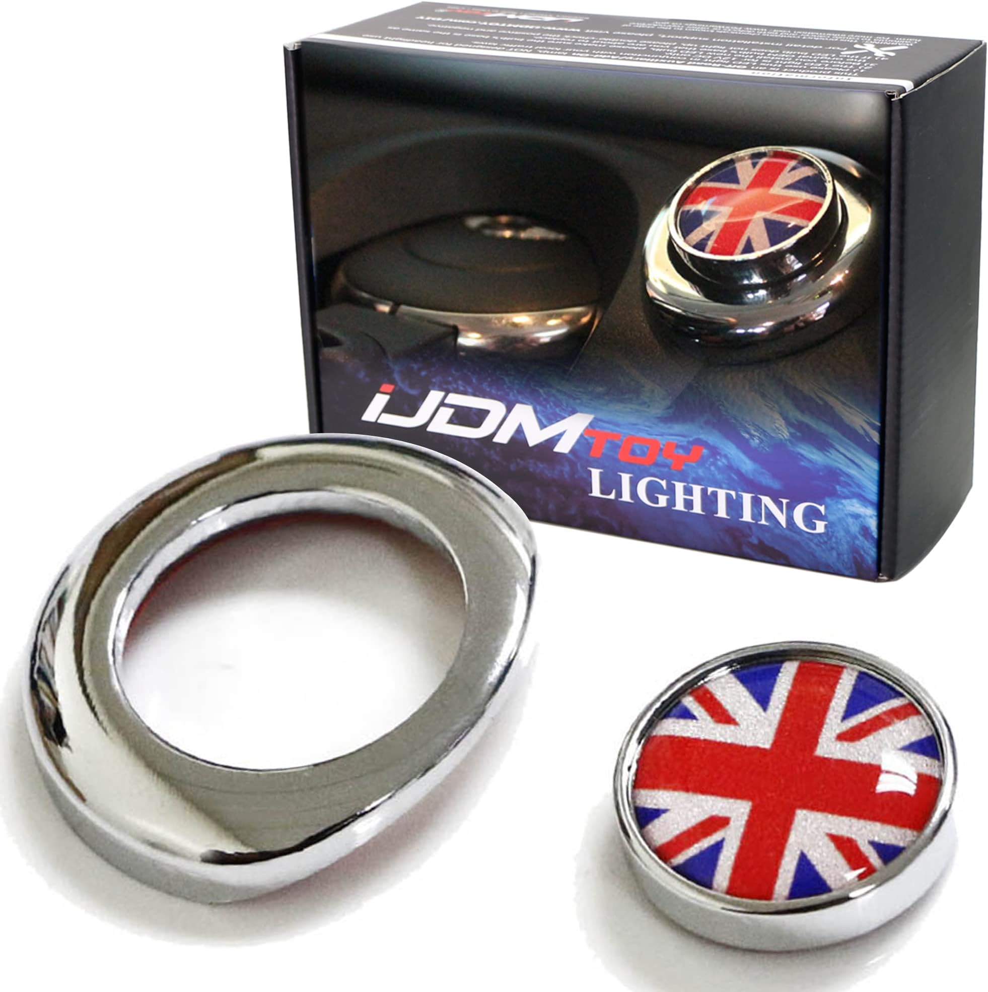 Classic Red/Blue Color UK Union Jack Design Engine Start Push Start Cap Cover Decoration, Compatible with 2nd Gen Mini Cooper