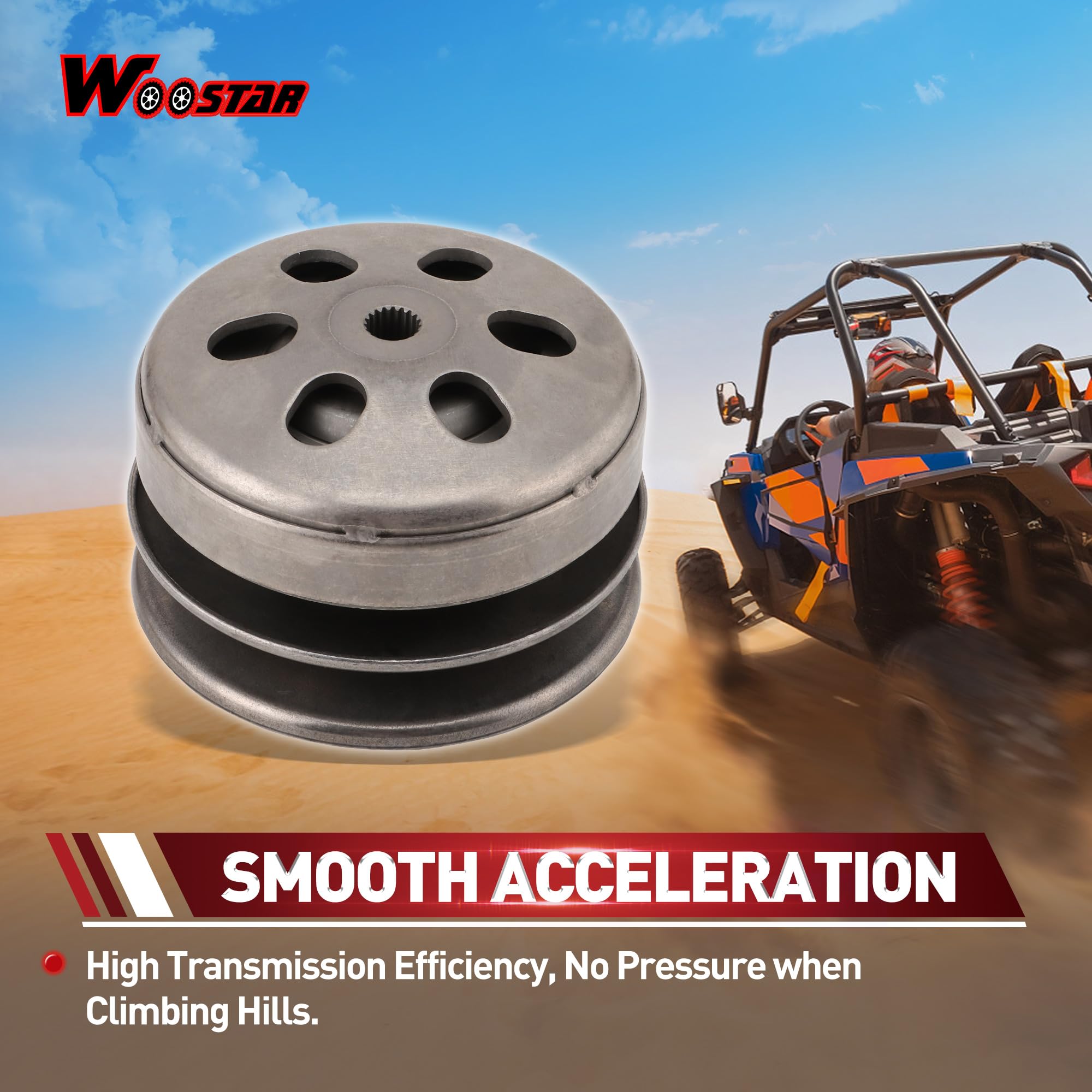 WOOSTAR Frizione Posteriore Completa Assemblea Sostituzione per 4 Tempi GY6 125cc 150cc Scooter Go Kart ATV 4 Ruote 152QMI 157QMJ Motore