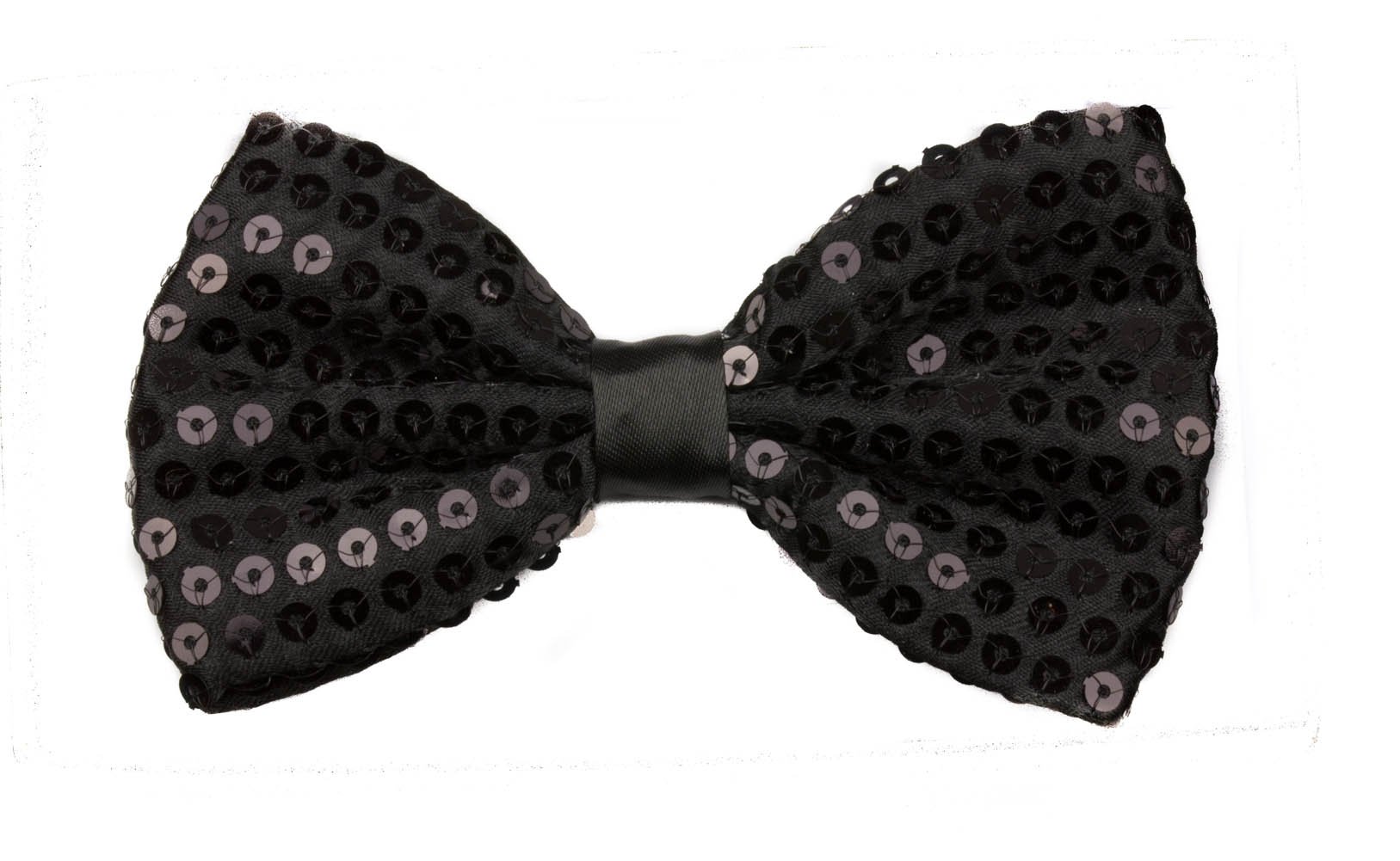 Mytoptrendz Men's Black Mytoptrendz® Sequin Dickie Pre-Tied Adjustable Bow Tie Unisex Accessory