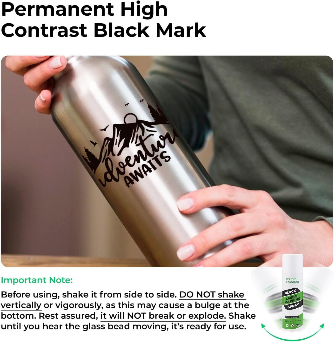 xTool Black Laser Marking Spray, 1pc, 8.5 oz - Advanced High Contrast Formula for CO2, Fiber & Diode Laser Engravers - New & Improved Version - Image 2