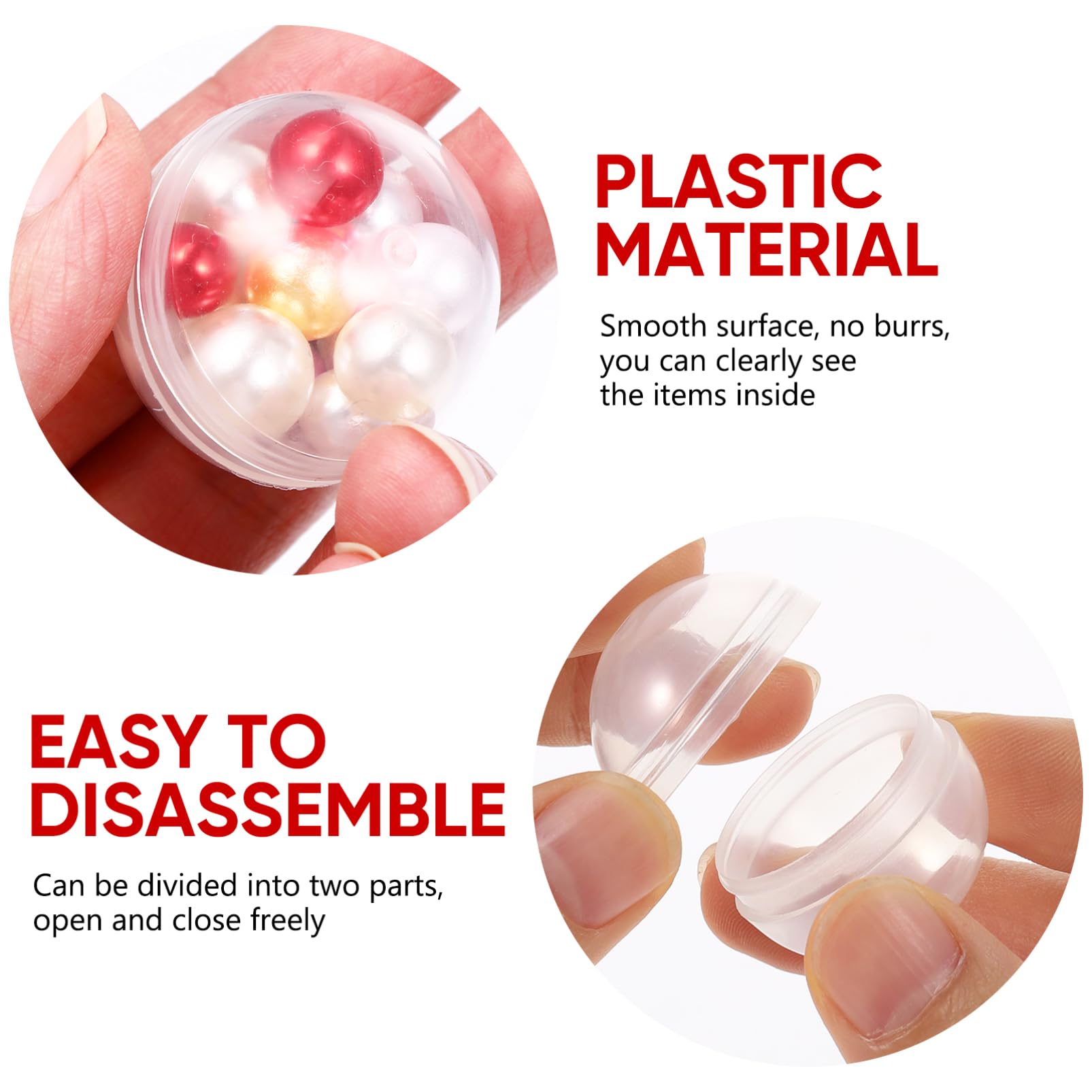 Sewroro 100Pcs Clear Empty Round Capsules, 1.26 Inch Mini Plastic Capsules Balls Containers for Vending Machine Party Favors - Image 4