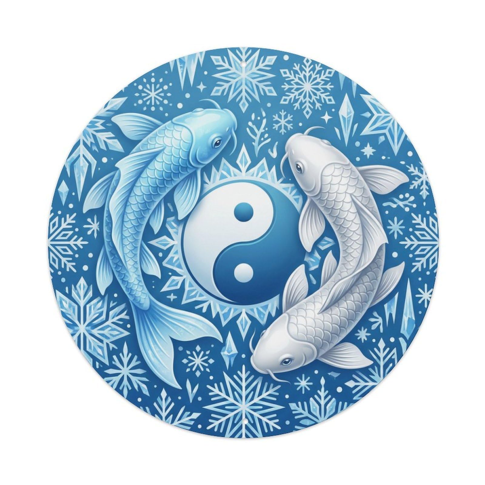 Metal Tin Sign Tai Chi Koi Fish