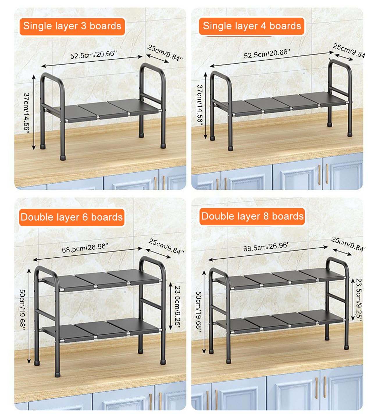 Organizador Cocina, Estante Organizador Bajo Fregadero,Estanterias Almacenaje Debajo Fregadero Cocina, Ajustable Y Retráctil, para Guardar Productos Limpieza,Negro,6 Boards