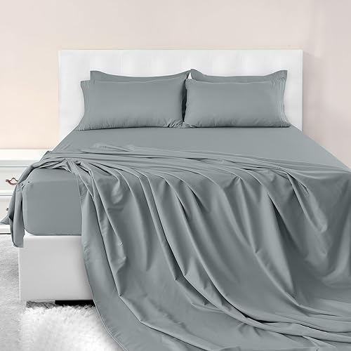 LDC Sábanas  Juego de sábanas de 6 piezas California King  Sábanas de microfibra cepillada de alto GSM  Sábanas y fundas de almohada de hasta 16