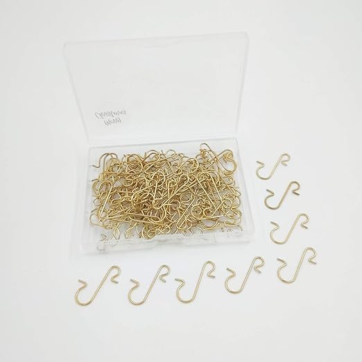 120 Pack Christmas Ornament Hooks Gold, Xmas Ornament Hangers Metal Wire Hooks S-Shaped for Christmas Tree Party Balls Decoration