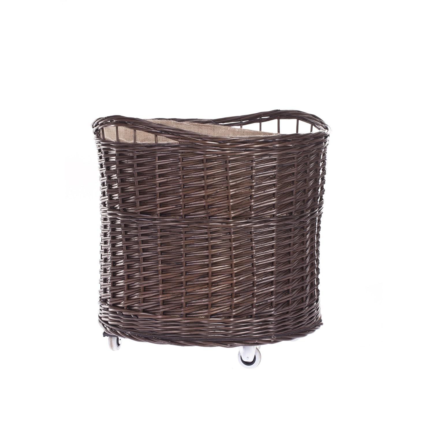 E-Wicker24 Alles Aus Weide Grey Dark Brown Wicker Log Basket On Wheels Vintage Round Log Baskets For Wood Burner Indoor Log Store Rustic Log Holders For Fireplace Retro Wood Store For Logs Inside