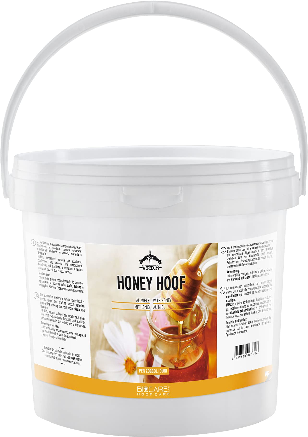 Veredus, Honey Hoof - Ungüento natural emoliente para todos los tipos de zuecos y suela de caballo con miel de abeja - Formato de 5000 ml