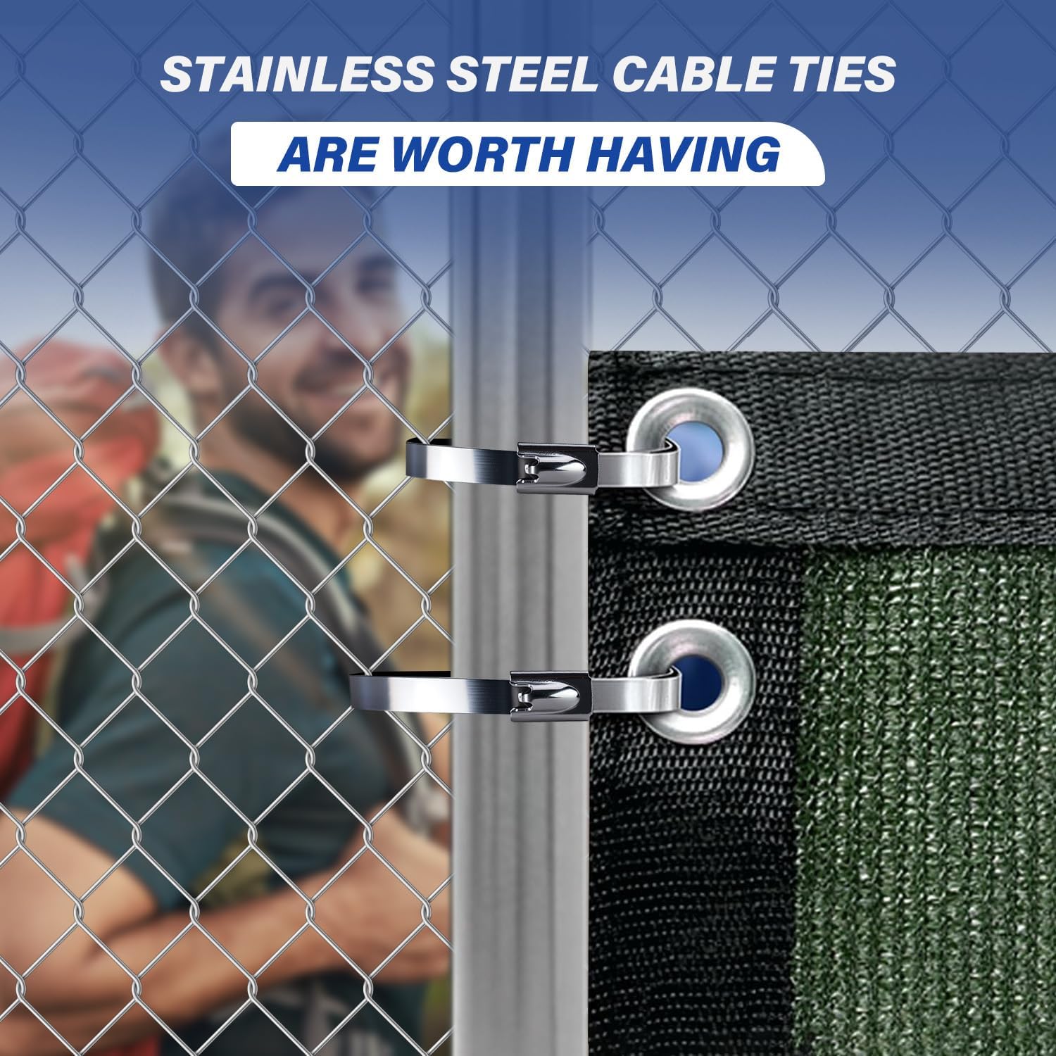 Stainless Steel Zip Ties 100PCS 11.8 Inch Heavy Duty Metal Self Locking Cable Ties for Chain Link Fence, Exhaust Wrap, Thermal Insulation, Outdoor, Industrial Use