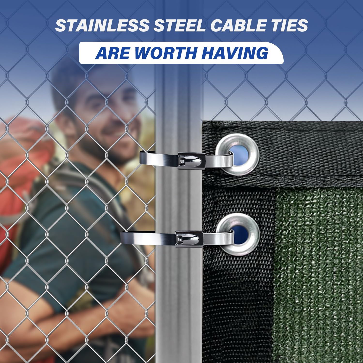 Chain Link fence Ties - 100 Pcs, 6 Inch Stainless Steel Self-Locking Metal  Zip Ties, Multi-Purpose for fixed Fence Thermal Insulation Shield Outdoor  and Workshop Etc : Buy Online at Best Price