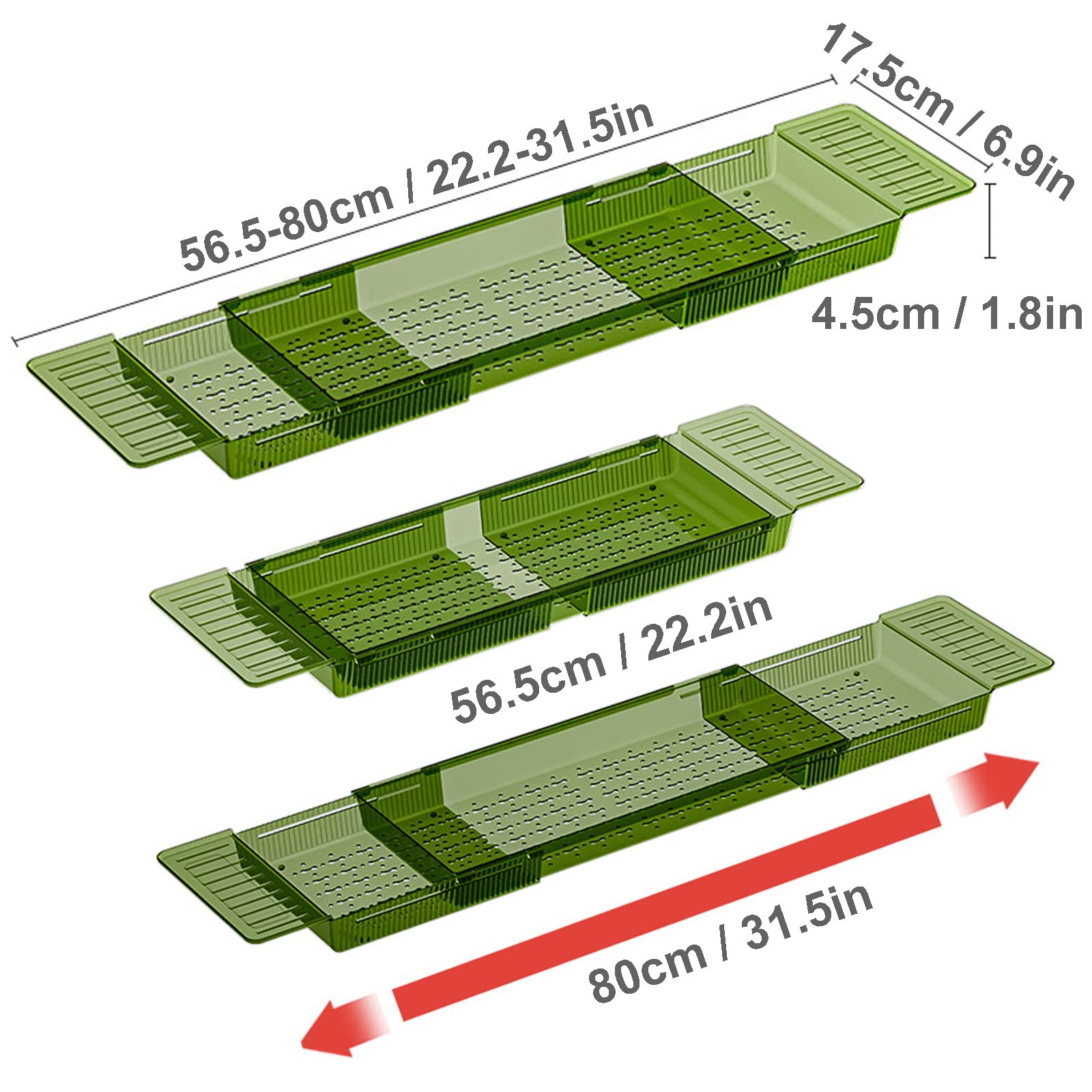 Bandejas para bañera,(es:(Bandeja para bañera Ajustable, Bandeja retráctil para bañera, Organizador Multifuncional para bañera, 22,2" de Largo x 6,9" de Ancho x 1,8" de Alto, Verde))
