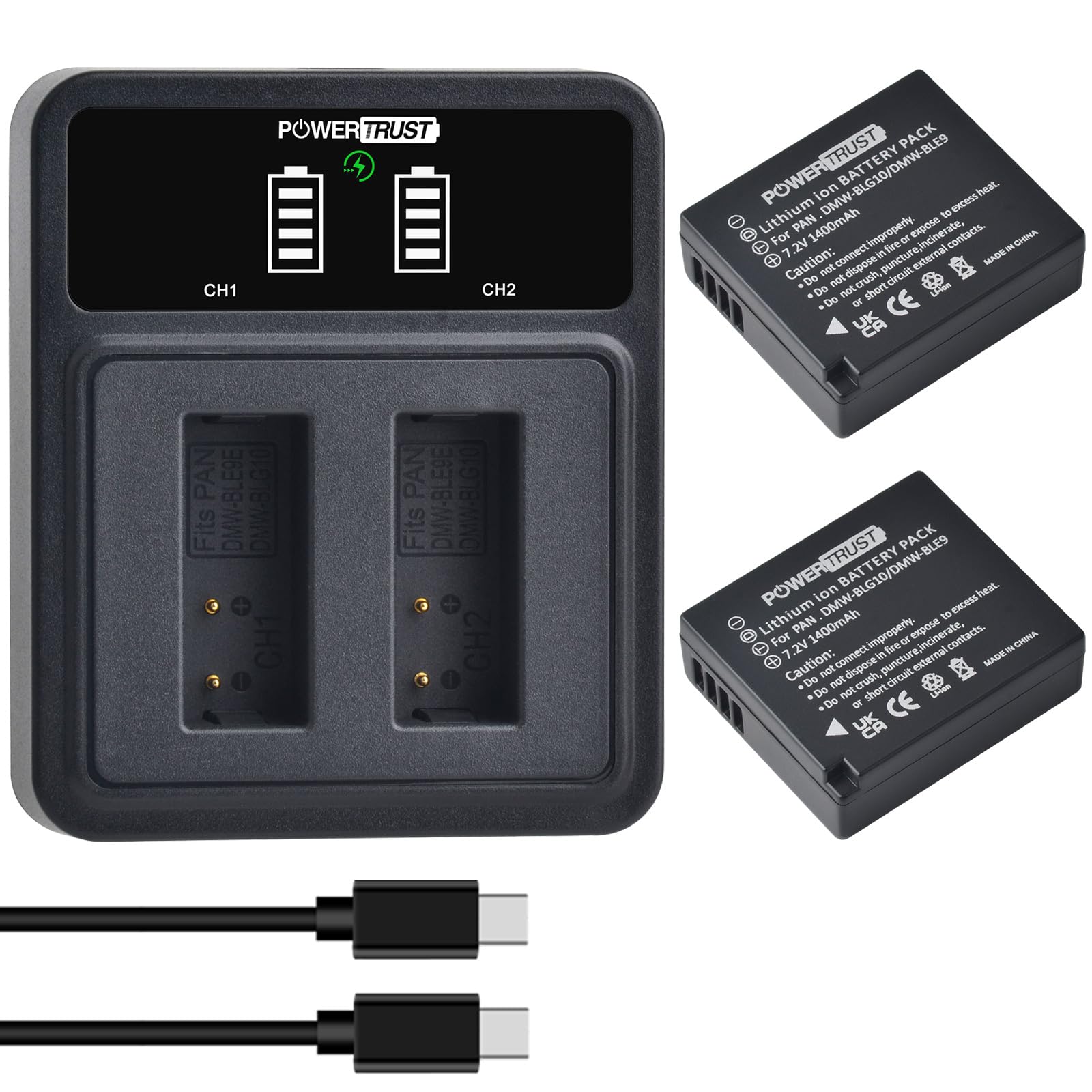 2pcs DMW-BLG10 DMW-BLE9 DMW-BLG10E Akku und LED-Doppelladegerät für Panasonic Lumix DMC-ZS60, DMC-ZS100, DMC-LX100, DMC-GF3,GF5,GF6,DMC-GX7,DMC -GX85,GX80,DC-TZ90,TZ95,TZ99