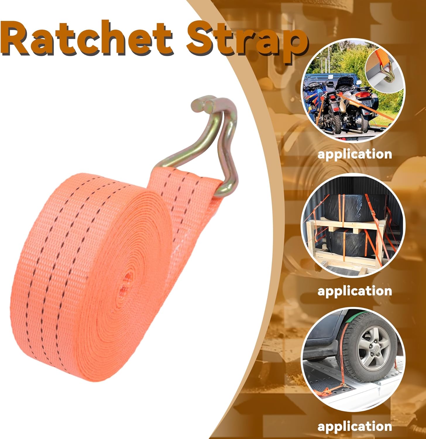 20 Pack Tie-Down Straps 1.5 Inch x 20 Feet Ratchet Straps J Hook Heavy Duty Ratchet Cargo Strap 4000Lbs Polyester Webbing Fit for Transportation Immobilization - Image 6