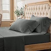 Vista 57 de PURE ERA - Juego de sábanas punto jersey de 4 piezas, 100% algodón, supersuaves, cómodas, transpirables, para colchones de hasta 20 pulgadas, Gris