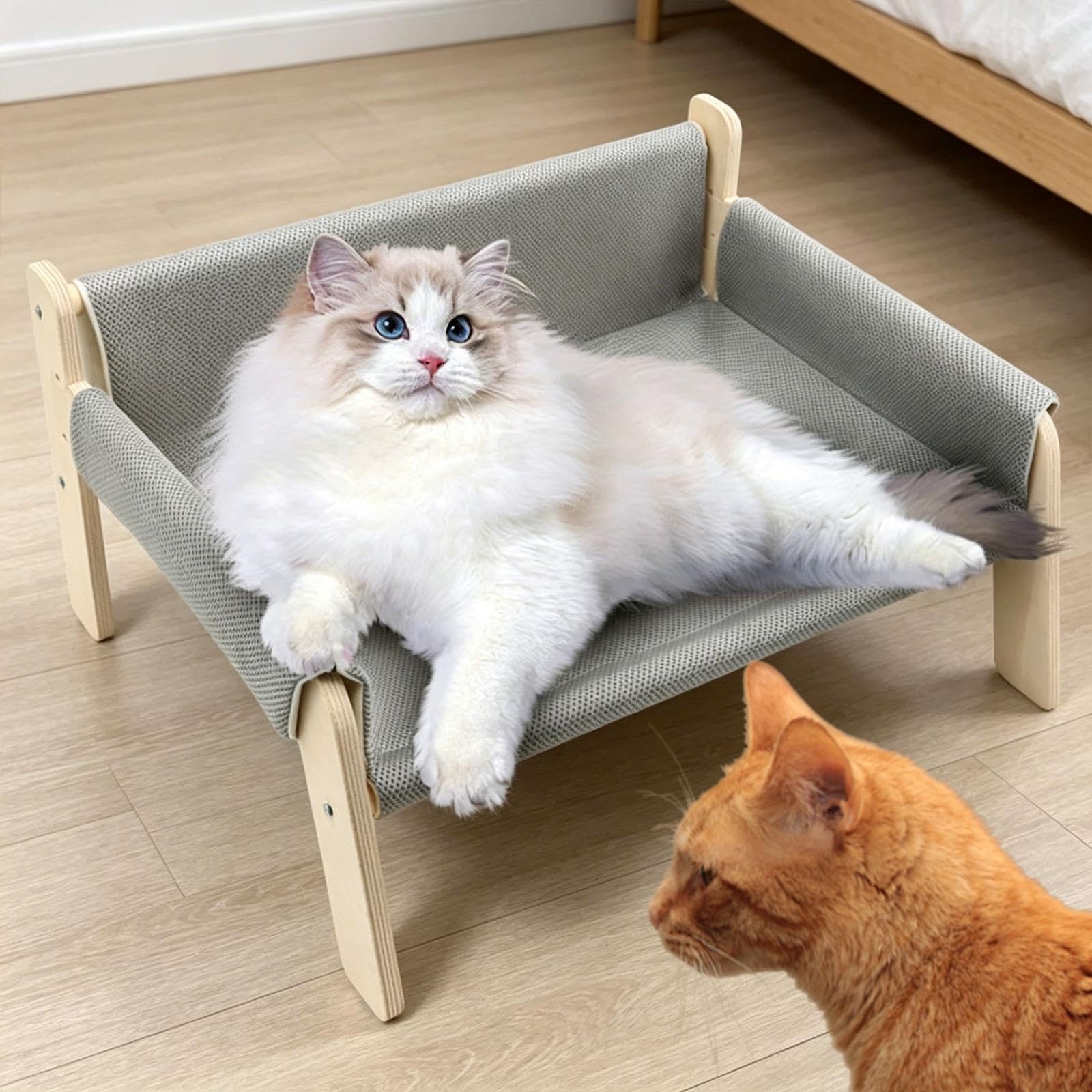Amaca, Letto, Divano, Sedia da Gioco E Cuccia Resistente per Gatti, con Rivestimento Rimovibile E Stabile, Comoda Cuccia Rialzata per Gatti, Grigio