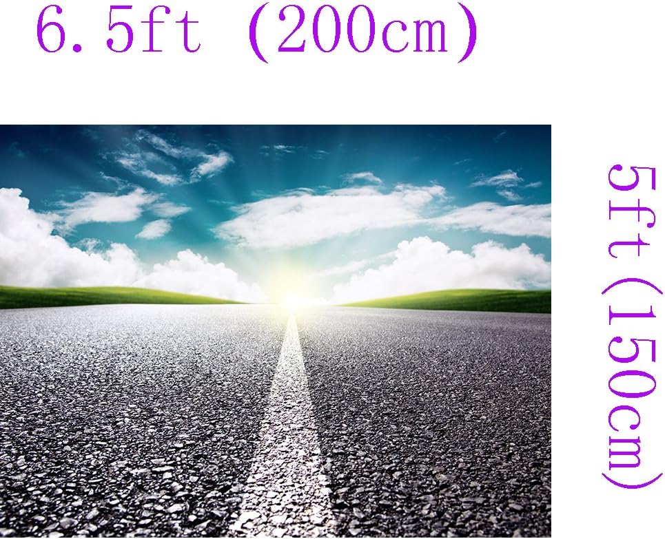 DZJYQ 6.5x5ft(2x1.5m) Blue Sky Cloud Sunny Sun Glitter Light High Speed Road Children Baby Newborn Boy Friend Birthday Party Decoration Backdrop Studio Shooting Prop Photography Background 5