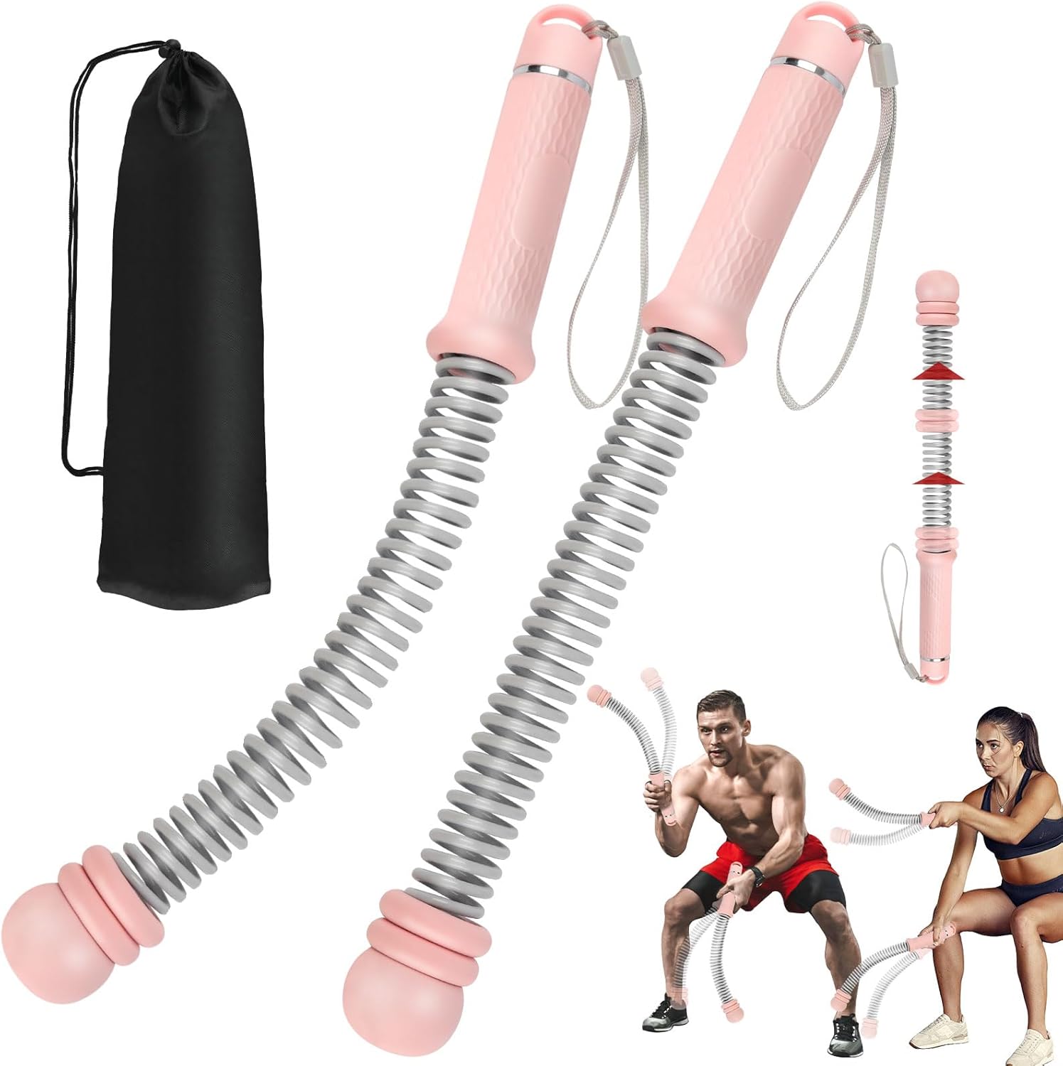 2PCS Ropeless Battle Ropes with Adjustable Weighted Ring-Battle, Cordless Battle Rope for Home Gym, HIIT Workout, Low-Impact Cardio, Strength Training, Portable Fitness Equipment for Women & Men