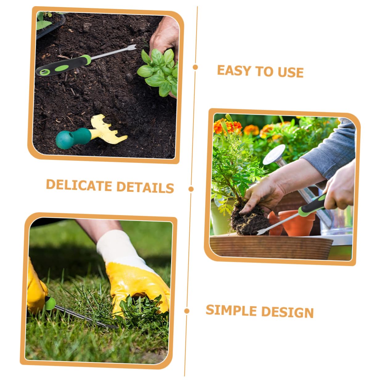 POPETPOP 4piezas Herramienta De Jardinería Manual Para Remover Malezas Extractor De Plantas De Inoxidable Pala De Jardín Para Aflojar Suelo y Desyerbar Huertos y Jardines