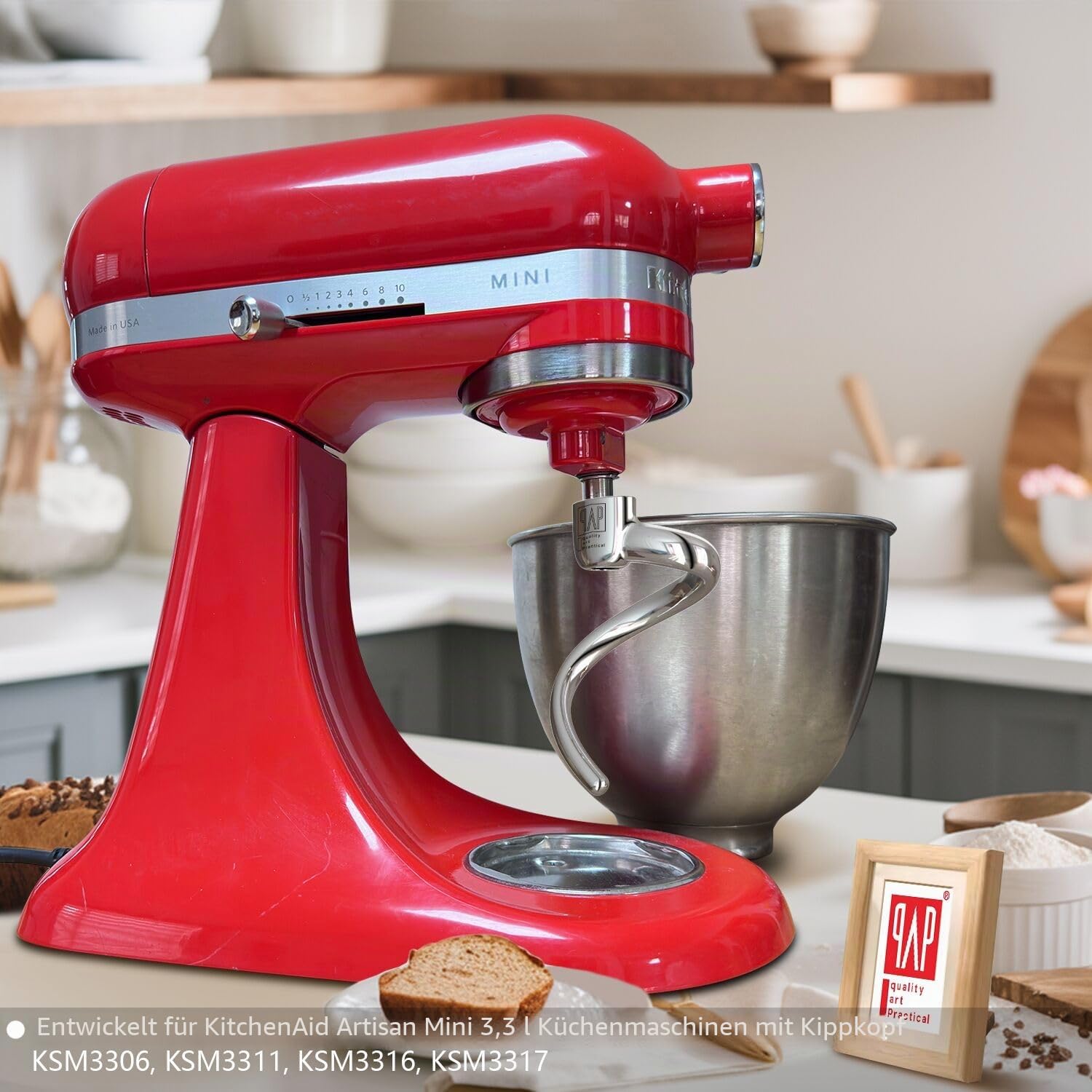 Spiral Knethaken Ersatz für KitchenAid 3,5 Qt. Kippkopf-Standmixer/poliertes 18/8 Edelstahl-Zubehör/keine Beschichtung/spülmaschinenfest/kompatibel für KSM3311/3316/Artisan Mini Serie