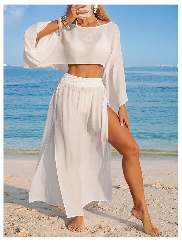 Verdusa Women's 2 Piece Cover Up Set Off The Shoulder Top with Maxi Skirt by Verdusa - Used condition - Image 4