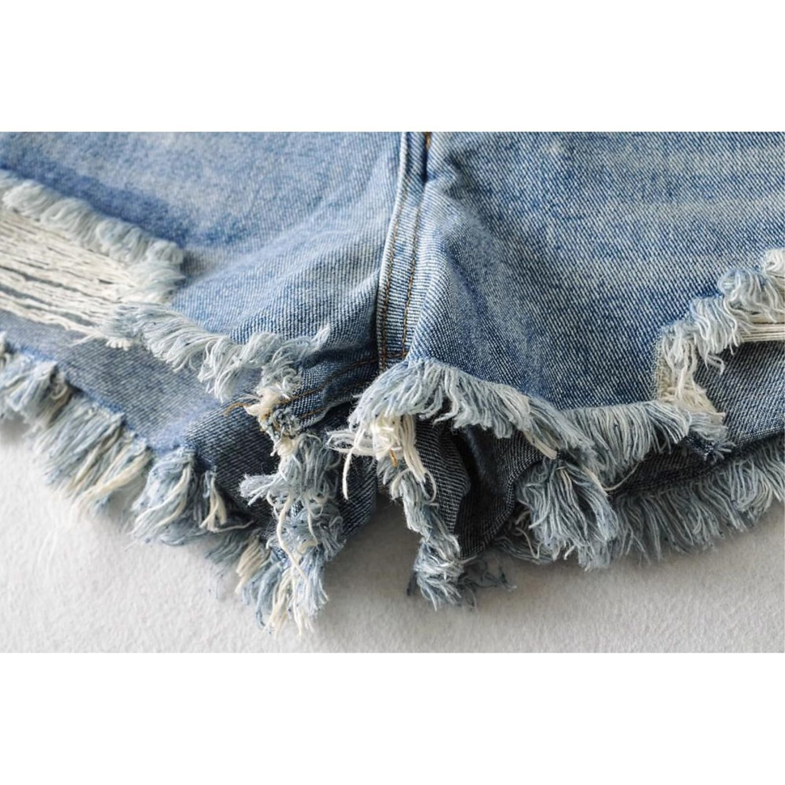 Jeans Shorts Damen Amerikanische Retro Gewaschen Und Alte Raue Kante Zerrissen Denim Sexy Mädchen Stil Hosen Frauen-Black-l