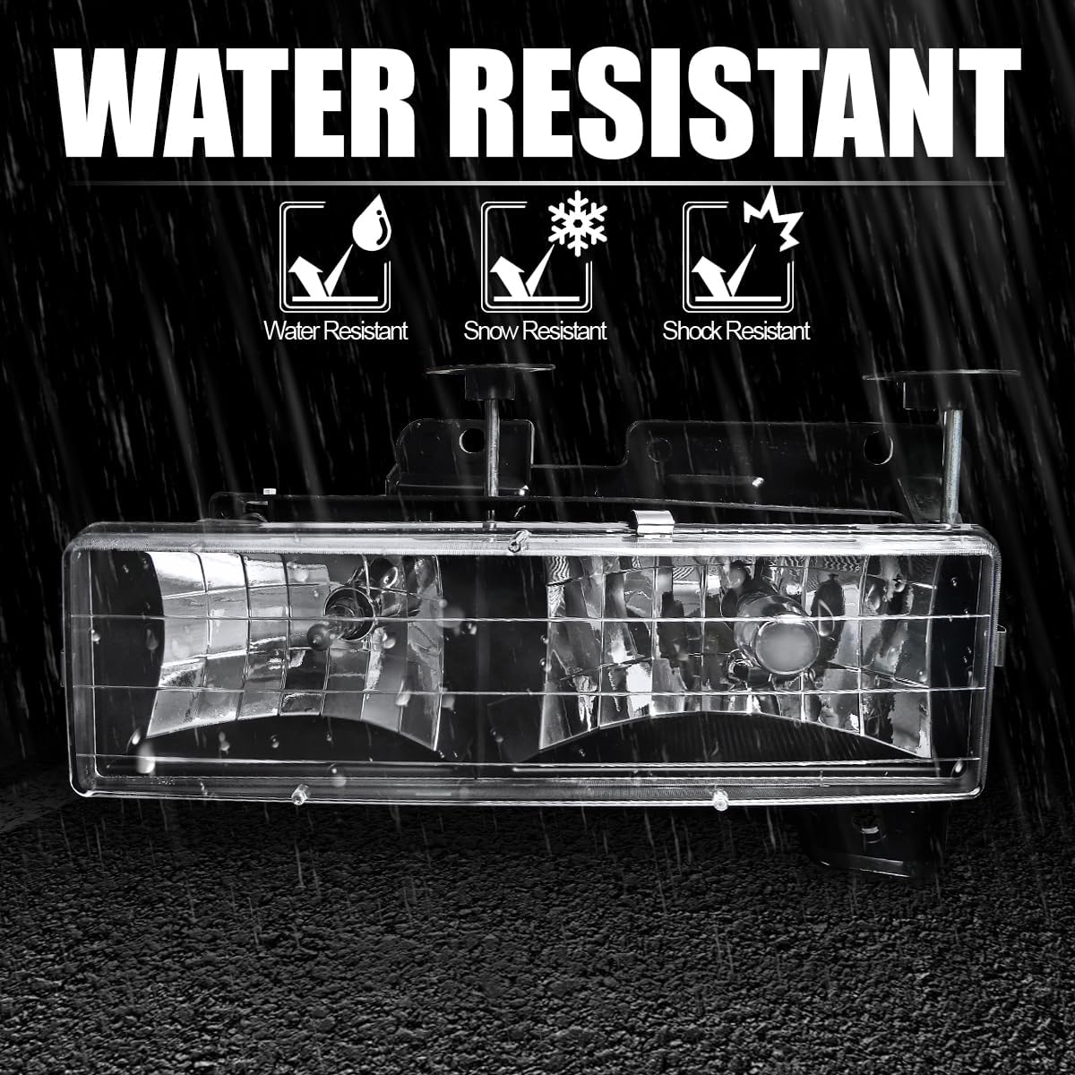 SPEC-D TUNING Headlights Black Compatible with 1988-1998 Chevy GMC C10 C/K 1500 2500 3500, Suburban Tahoe Silverado Sierra, L+R Pair Head Light Lamp Assembly