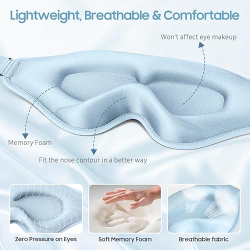 Miniatura 4 de Máscara para dormir, antifaz de alta calidad para dormir, oscurecimiento total, comodidad suave superior, máscara de dormir de diseño ergonómico 3D