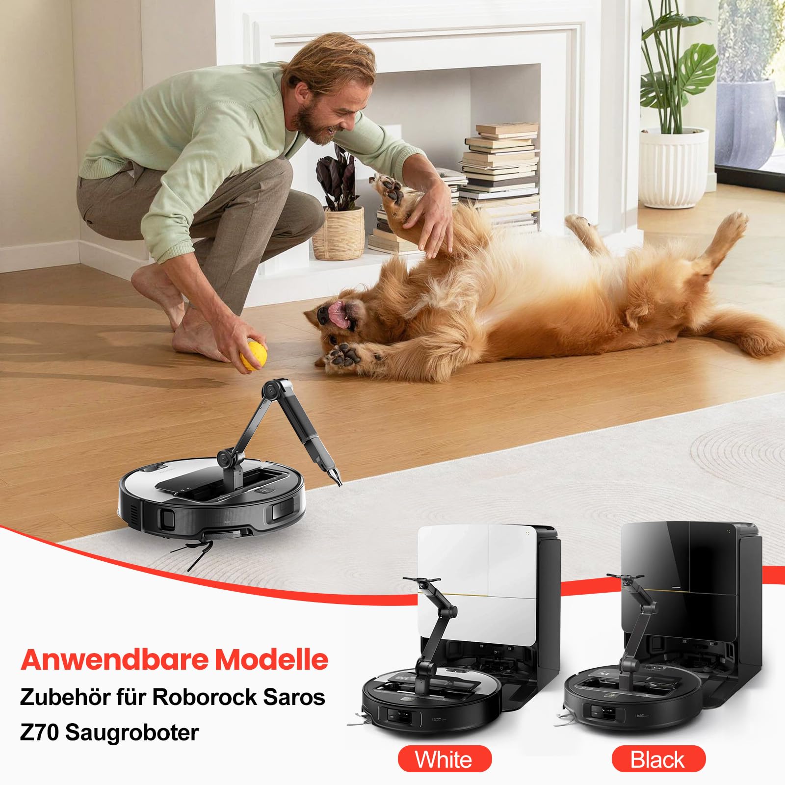 25 Piezas Accesorios para Roborock Saros Z70 Robot Aspirador, 1 Cepillos Principales TriCut 6 Bolsas para el Polvo 6 Toallitas 4 Filtros HEPA 6 Cepillos Laterales 1 Cepillo de Limpieza 1