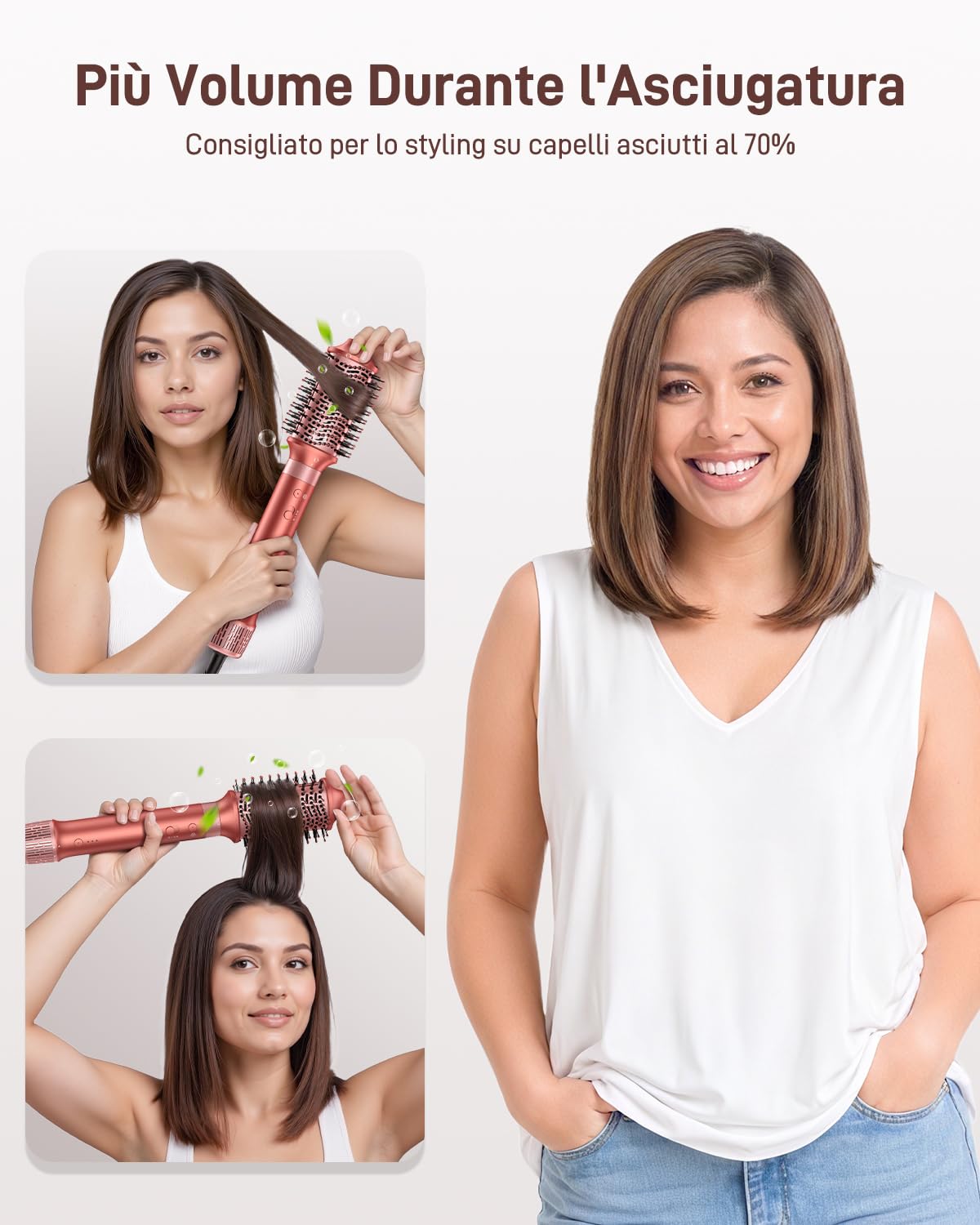 HITTIONA Air Styler 6 in 1 con Borsa Portaoggetti, Spazzola Asciugacapelli Multifunzione, Arricciacapelli Automatico con Effetto Coanda, per Asciugare, Lisciare e Volumizzare, Idea Regalo Donna