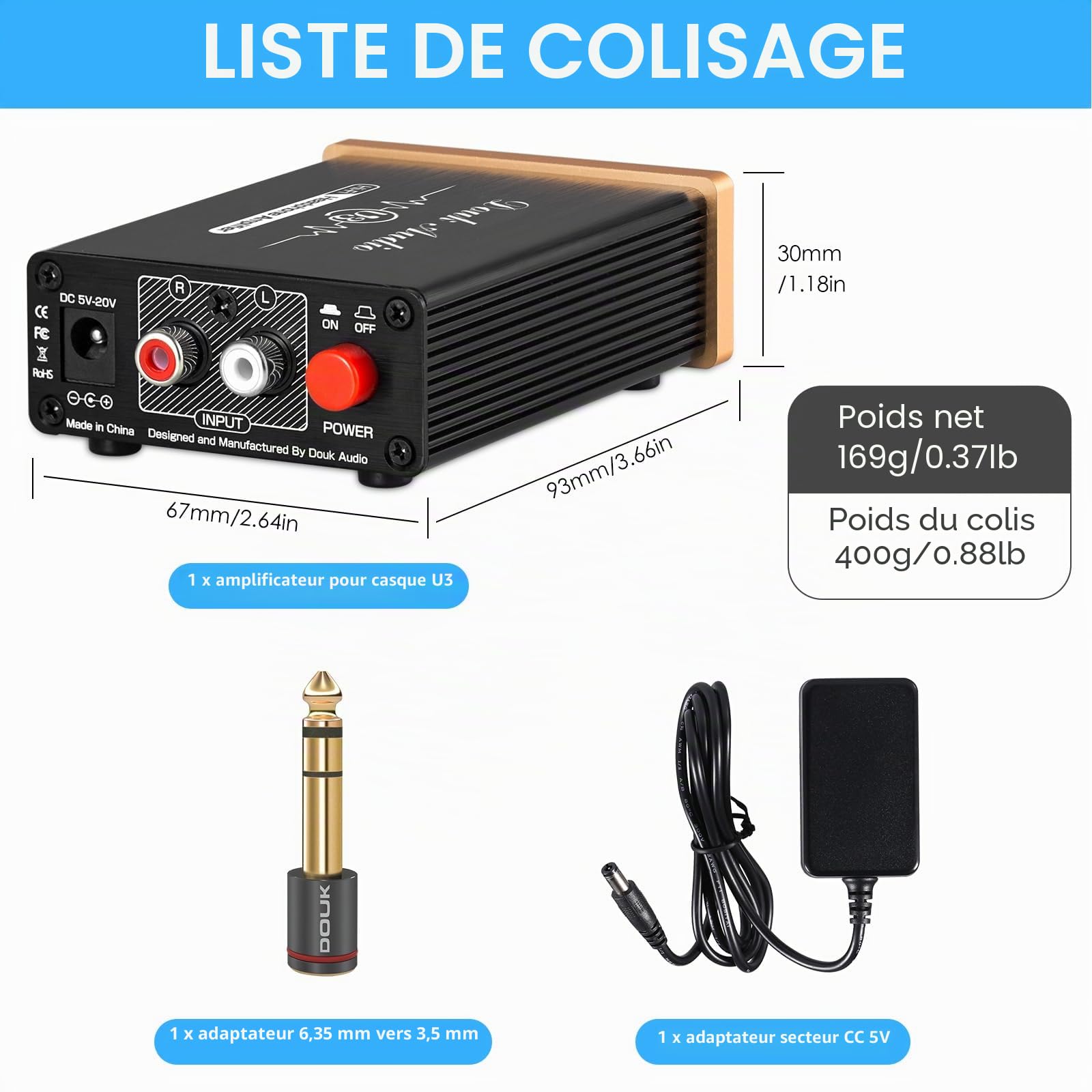 Douk Audio U3 Mini amplificateur de casque stéréo Classe A