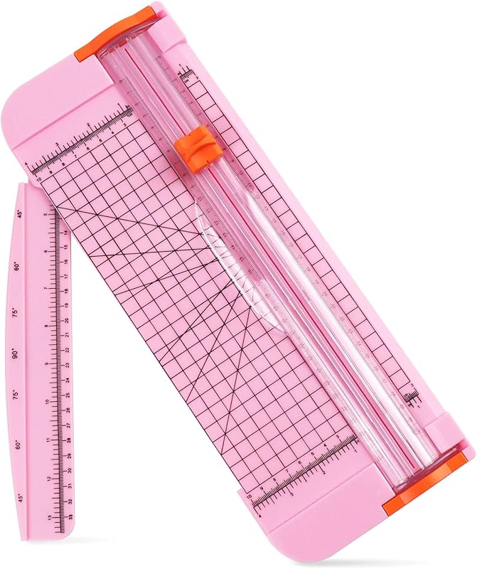 A4 Size Paper Cutter with Scale, 15 Inch x 5.6 Inch Pink Paper Guillotine for Coupon, Label, Cardstock, and Scrapbooking Craft for Office and Home (Pink)