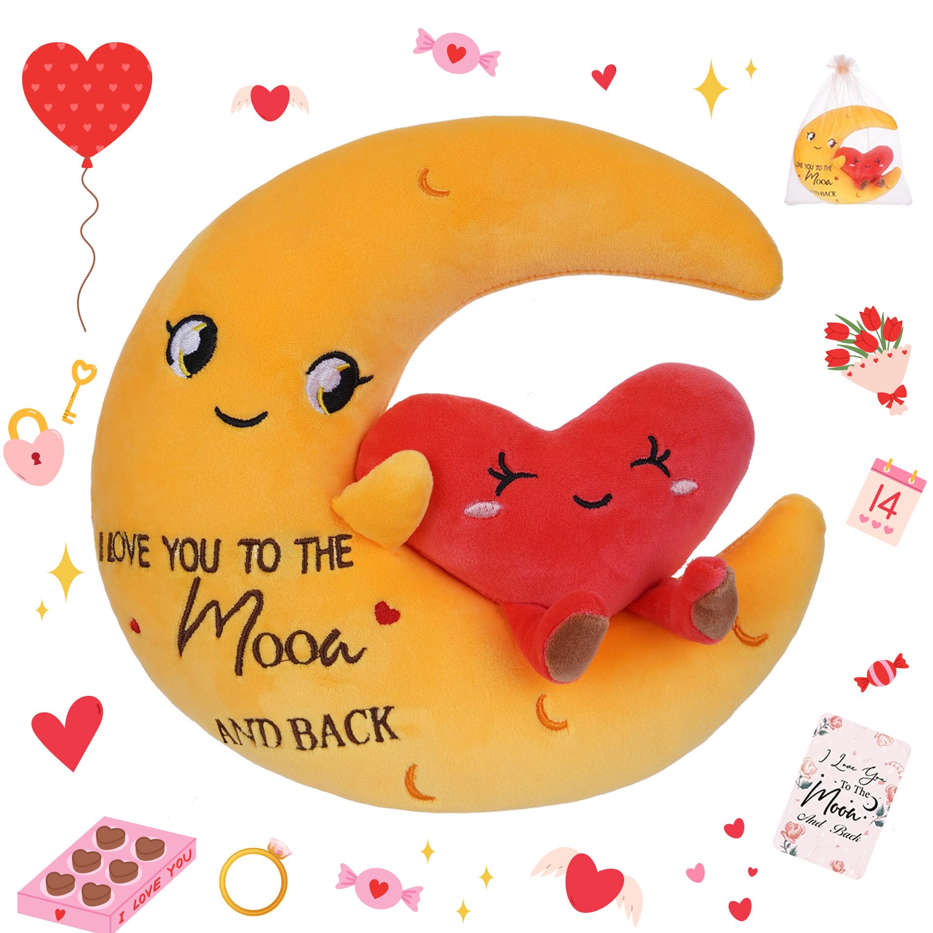 Amazon.com: NIUBEHOHO Moon Plush Love Stuffed Animal - I Love You