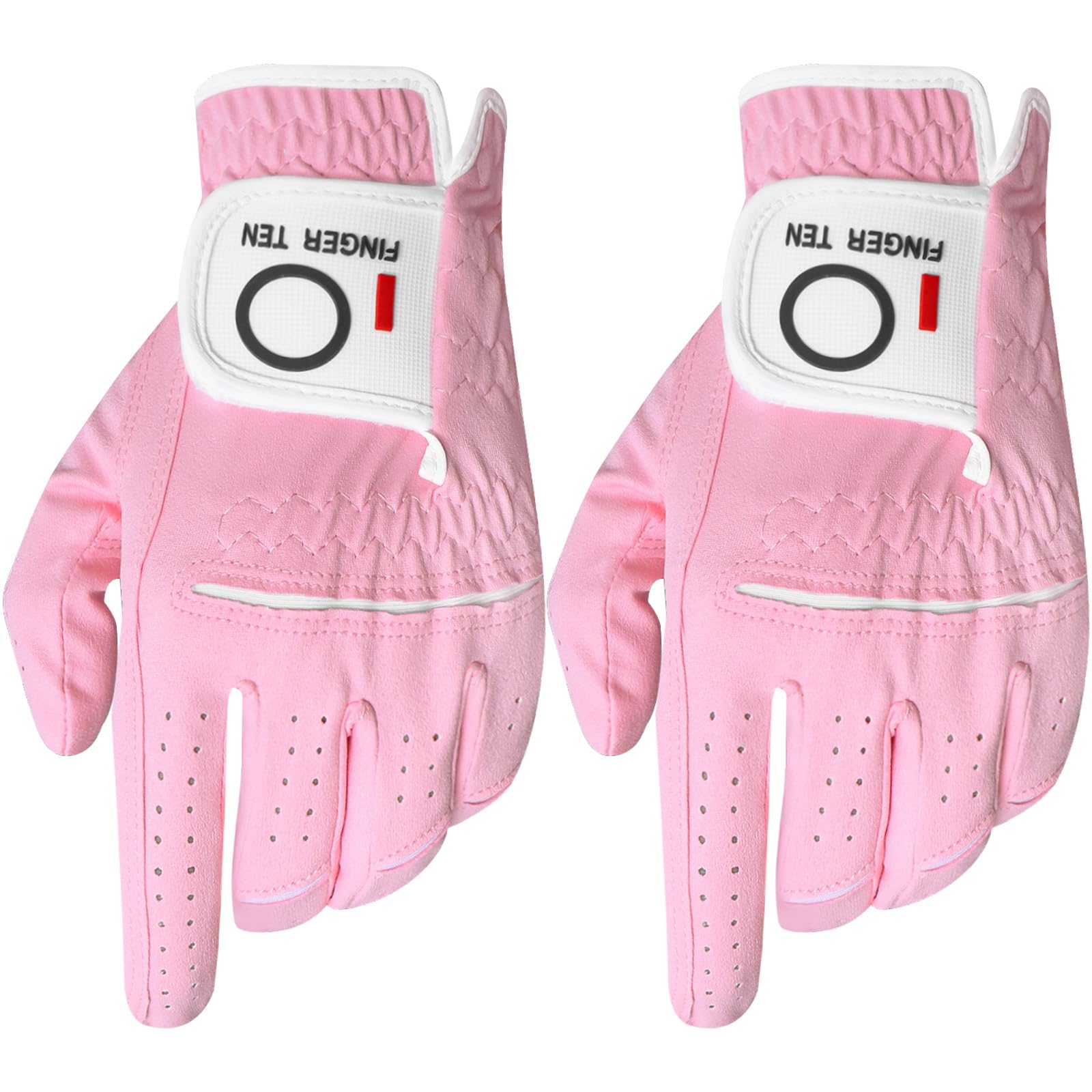 FINGER TEN Golf Gloves Ladies Right Hand All Weather Soft Rain Grip in Pair or 2 Pack