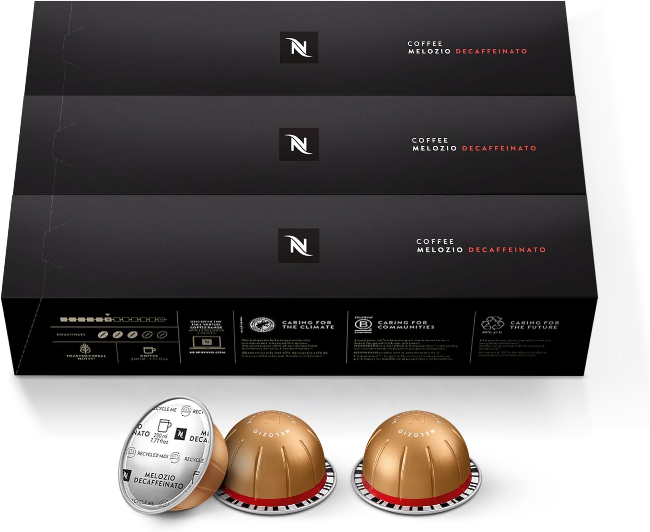 Capsules Vertuo, Melozio Decaffeinato, Medium Roast Espresso, 30-Count Coffee Pods, Brews 7.8 oz.