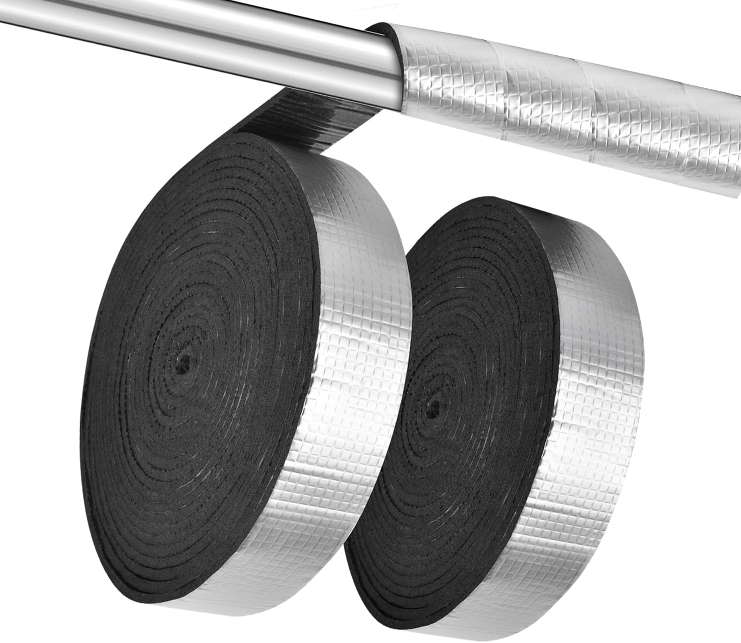 Pipe Insulation Wrap - 2" Wide X 33 Ft Outdoor Pipe Foam Insulation Tape Self Adhesive for Winter Freeze Protection Insulation Wrap- Aluminum Foil Finish