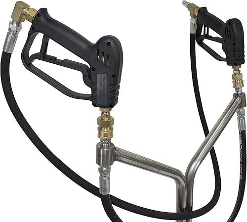 Miniatura 6 de Limpiador de superficies de acero inoxidable de 21 pulgadas con ruedas, barra de pulverización frontal de 4 boquillas, boquillas laterales,