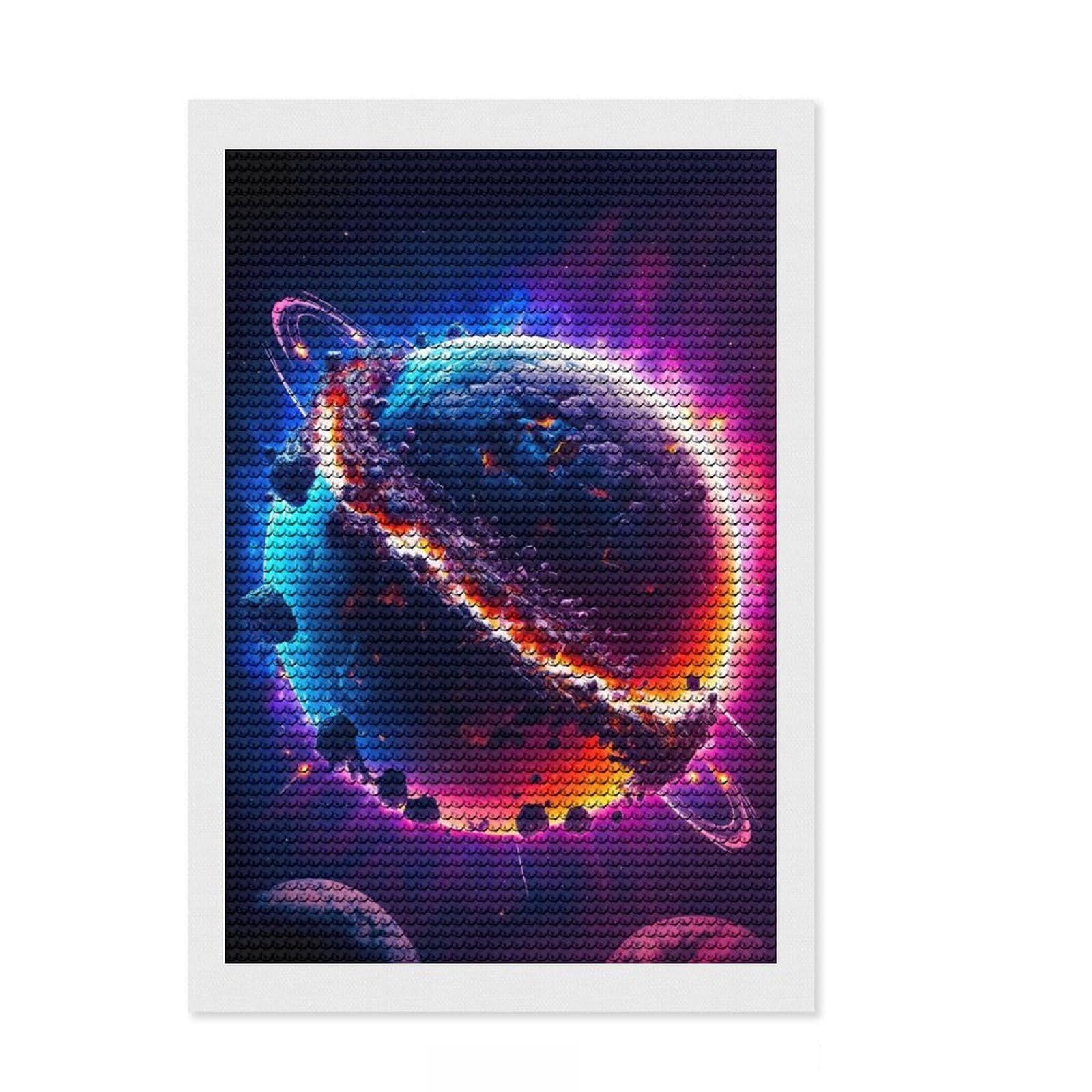 Junmoney Planetary Wreckage Diamond Art Kit 8"x12", Mindful Craft Activity, Office Decor, for Creative Relaxation, Thoughtful Handmade Gift