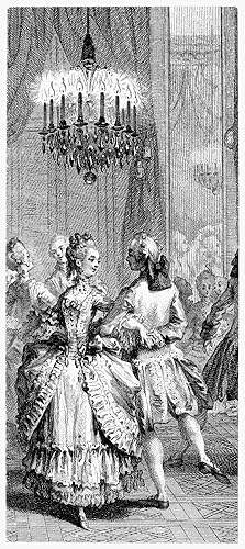 Lámina con grabado de «Dance Minuet Ncopper Detail» de Le Bal Par de Augustin de Saint-Aubin (1736-1807) (24 x 36)