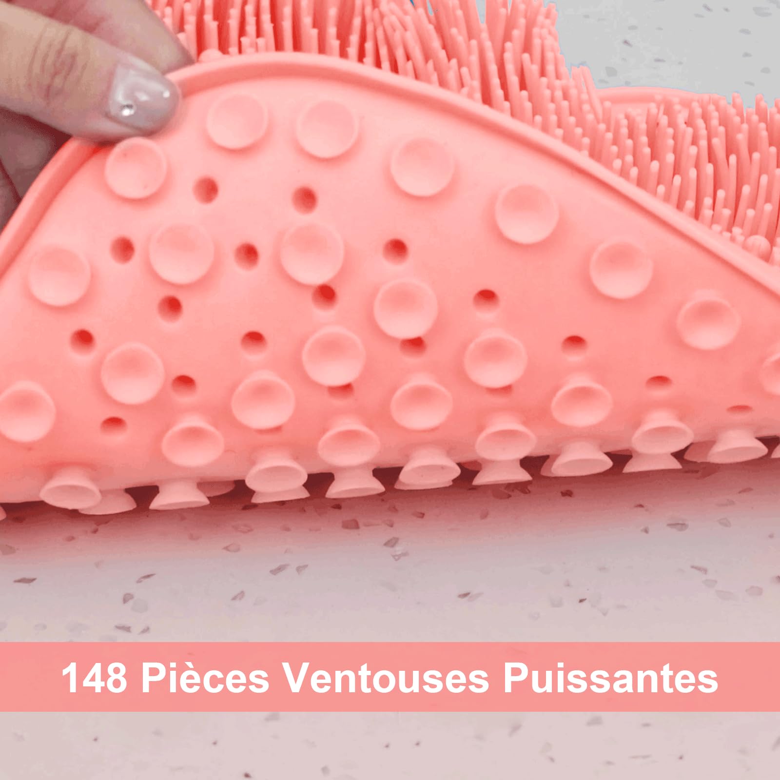 BESKAR Brosse Pieds Douche avec Ventouses Antidérapantes, Foot Spa Brosse pour Nettoyer et Exfolier Les Pieds, Pas de Flexion, Pied Acupuncture Mat pour Détendre Les Pieds