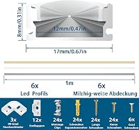 Chesbung LED Alumínium Profil Szett - 6x1m U-alakú Sarokprofil LED Szalagokhoz, Tejfehér Diffúzorral, 90 Fokos Sarokcsatlakozókkal, Indirekt 4