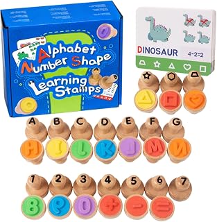 Sellos de Alfabeto para niños, Sellos de Letras para niños - Wood Mathematics Learning Number Stampers,Juegos de matemáticas portátiles Juguete Educativo para niños para niños