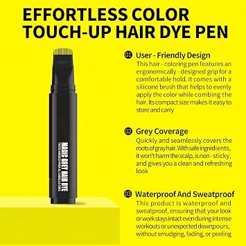 Gowwim Root Touch Up Hair Dye Pen Temporary Hair Color for Gray Roots, Black, 0.68 oz