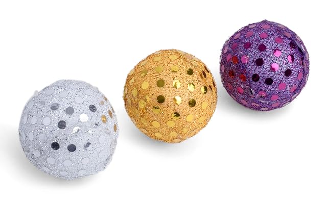 Foto 2 de 6 de PetFace 42060DS1, Juguete de gato Bolas con brillantina, Multicolor, Paquete de 3