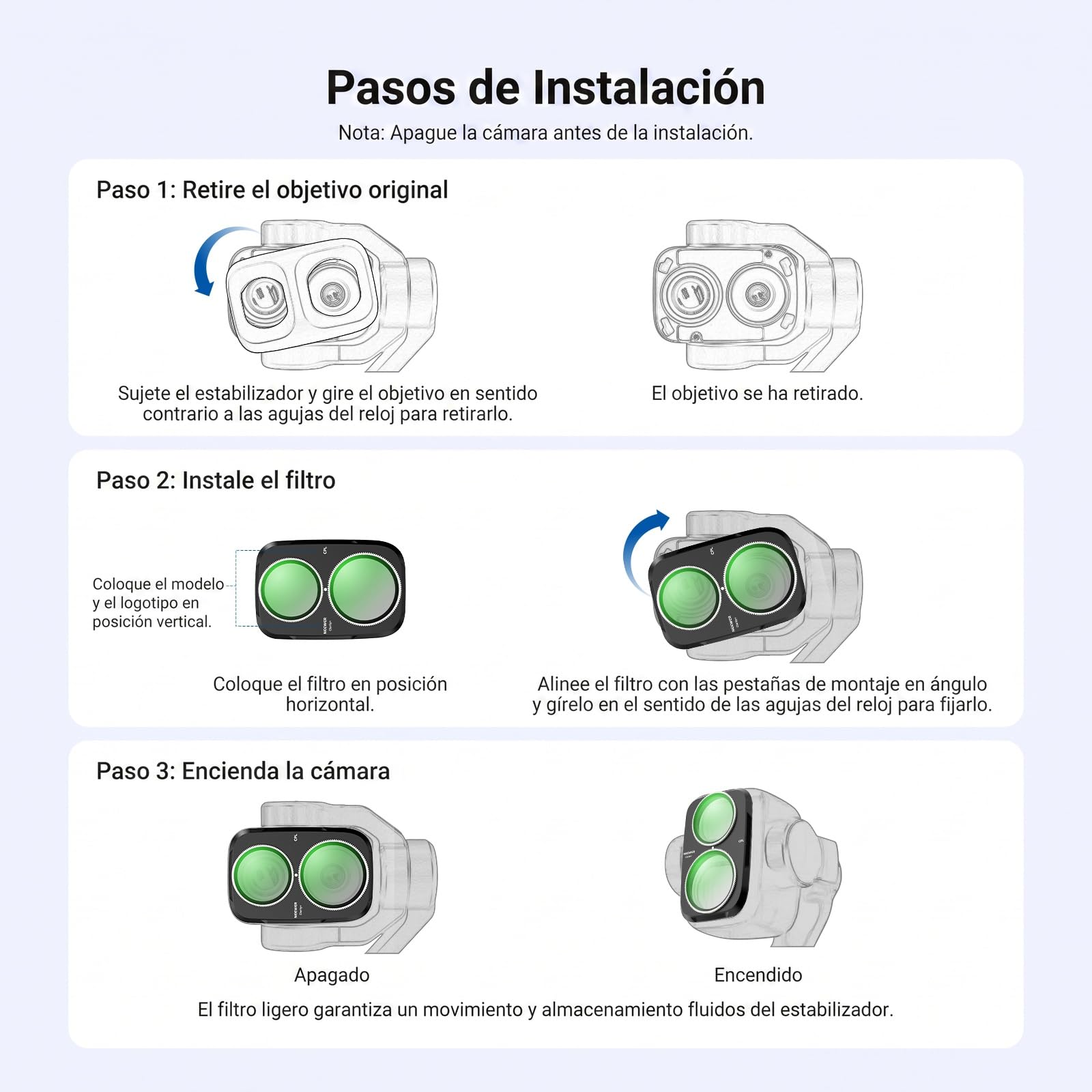 NEEWER Clarity+ ND/CPL/Efecto Filtro Compatible con dji Osmo Pocket 4P
