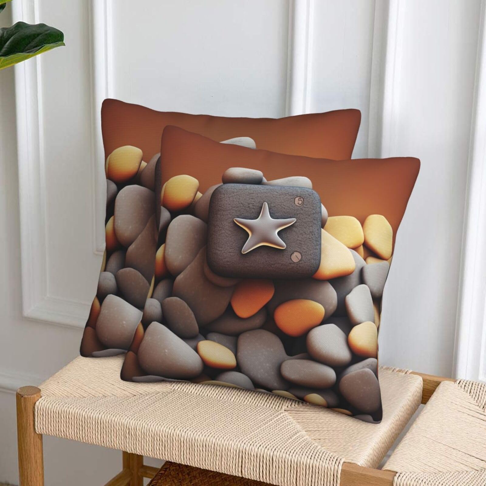 NONHAI Decorative Throw Pillow Covers Set of 2, 18"x18" Square Cushion Case Soft Comfy Pebble Throw Pillows for Couch Cushion Livingroom Farmhouse Home Decor Pillowcases