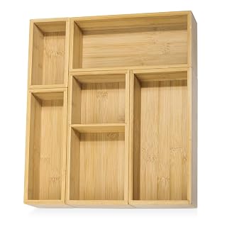 5 Pack Bamboo Drawer Organizer Set, Multi-Use Junk Drawer Organizer for Bathroom, Kitchen, Office, Jewelry, Makeup - Amazon product rated Grade B