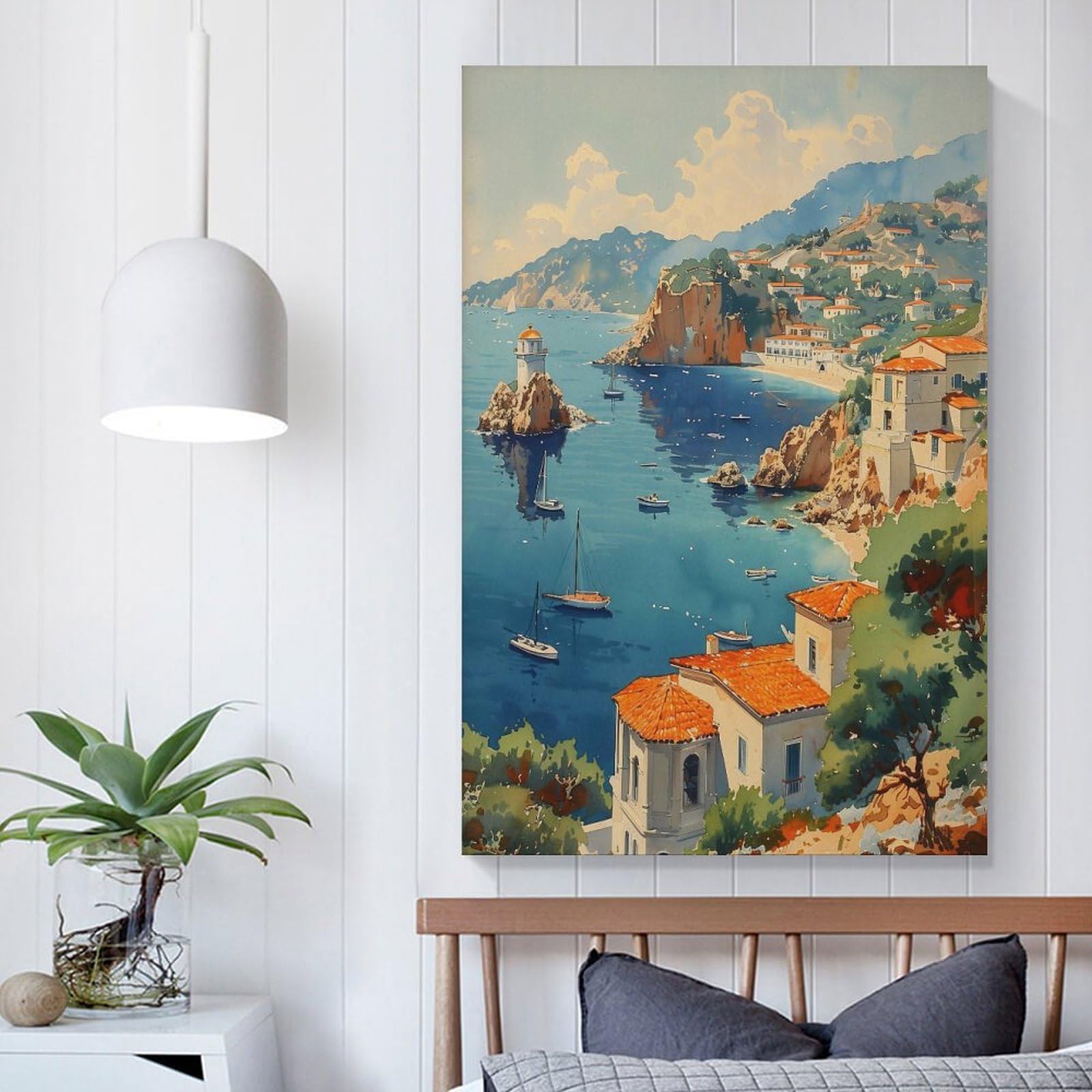 Catalina Island Aquarellgemälde, Reiseposter, Wandkunst, Heimdekoration, Kalifornien, Geschenk, Kunstliebhaber, Kunstdruck, ungerahmt, 60 x 90 cm